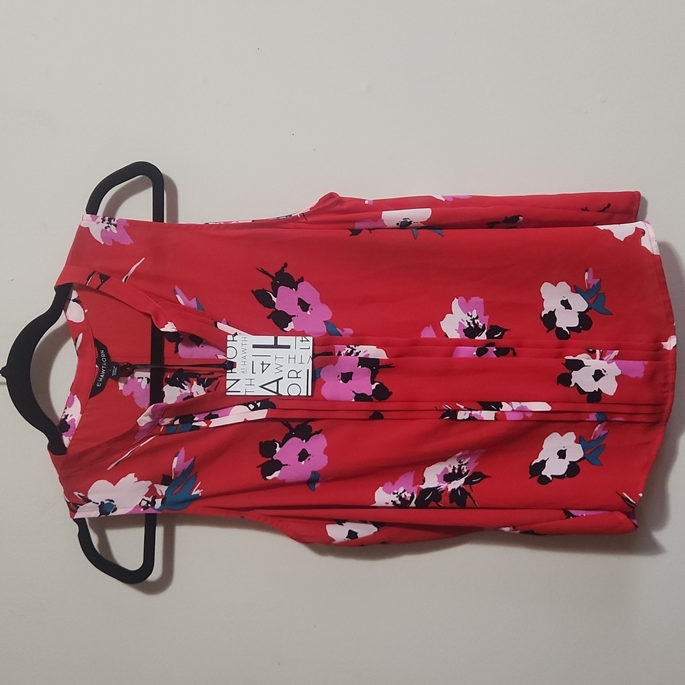 NWT Stitch Fix 41 Hawthorn Breyson Pleat Detail Split Neck Blouse Large